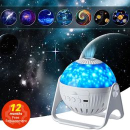 Oggetti decorativi Figurine Planetario Galaxy Proiettore di luce notturna Lampada da cielo stellato regolabile a 360 ° per camera da letto Casa Regalo di compleanno per bambini 231216