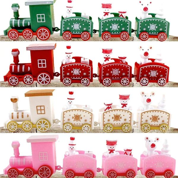 Objetos decorativos Figuras Plástico Adornos de tren de Navidad Niños Hornear Decoración de fiesta Mesa para el hogar Regalos de año de Navidad Manualidades de Papá Noel 231128