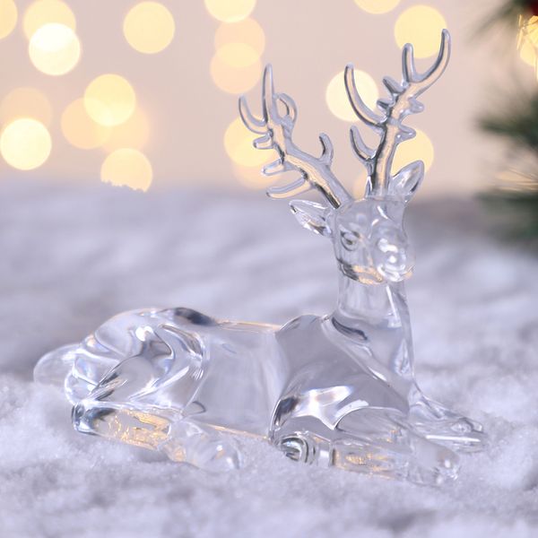 Objets décoratifs Figurines en plastique cristal cerf bureau ornement chambre décor Transparent wapiti renne Sculpture noël maison bureau décoration 230221