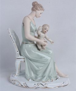 Objets décoratifs Figurines Porcelaine Mère et Bébé Sculpture Céramique Amour Maternel Statue Décoration de Maison Artisanat Cadeau pour la Fête des Mères et l'Anniversaire 231007