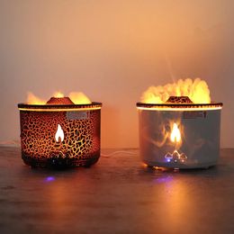 Objets décoratifs Figurines Humidificateur d'air portatif à flamme volcanique Diffuseur d'arôme d'huile essentielle pour la maison Brume Humidificateurs de méduses Parfum de veilleuse 231118