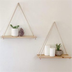 Decoratieve objecten Figurines Premium houten swing hangende touw wand gemonteerd drijvende planken plant bloempot indoor buiten decoratie eenvoudig ontwerp 230422