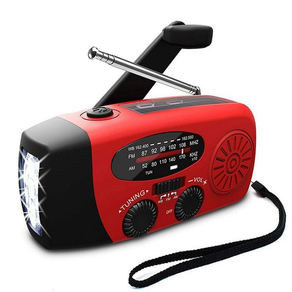 Objetos decorativos Figuras Radio de mano solar portátil Manivela Dinamo Alimentado AMFMNO AA Radio meteorológica Rescate de emergencia Linterna LED Alimentación móvil Carga USB 221126