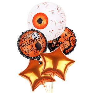 Objets décoratifs Figurines Citrouille Halloween Ballons en film d'aluminium Ensemble Pentagramme Dessin animé Chauve-souris Crâne Fête Fond Décoration Arrangement Ballon 230923