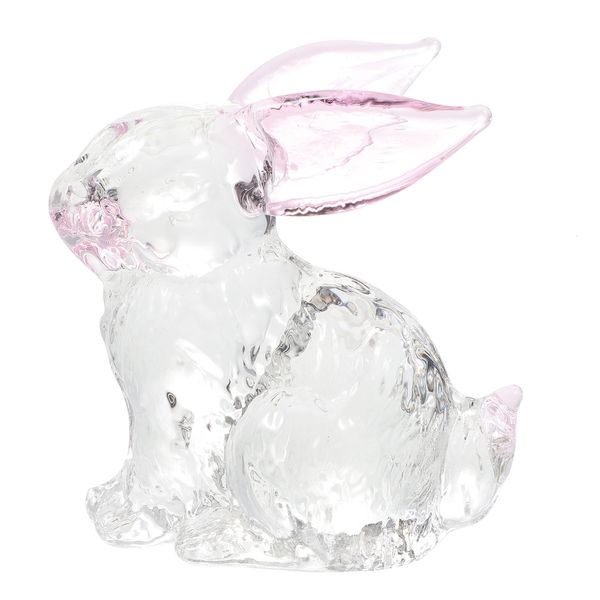 Objets décoratifs Figurines Lapin Verre Animal Lapin Statue Cristal Figurine Sculpture Figure Ornement Soufflé Main Ornements Jardin Décorminiature 230221