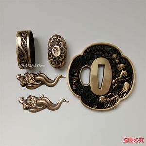 Objetos decorativos figuras de cobre de latón raro tallado tsuba fuchi kashiras menúki piezas para espada japonesa samurai wakizashi katana tanto accesorios bonitos 230812