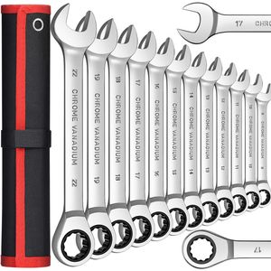 Decoratieve objecten Beeldjes Ratel-combinatiesleutelset 12-punts dop- en steeksleutel Geschikt voor garage thuis DIY Reparatie Onderhoud 230824