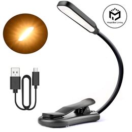 Objets décoratifs Figurines Lampe de lecture rechargeable 7 LED Lecture avec lumière du jour chaude à 3 niveaux Flexible Easy Clip Night Lamp in Bed 230807