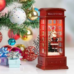 Decoratieve objecten beeldjes Rode Vintage Lichtgevende Kerst Telefooncel Lantaarn Boom Sneeuwpop Kerstman Beeldje In Telefoon De 231113