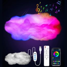 Objets décoratifs Figurines télécommande avec LED Compatible Bluetooth RGB USB Smart Clouds lampe de nuit Installation facile pour les fournitures de fête 231218