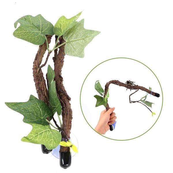 Objetos decorativos Figuras Reptiles Plantas Trepadoras Enredaderas Hojas flexibles con ventosas Jungle Habitat Decor para Lizard Gecko Snake 2 Set Ornaments 230710