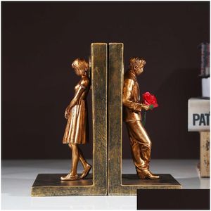 Objets décoratifs Figurines Résine Banksy Figures Librure-librairie Bookend Ends Decoration Art Display Desktop Home Study Room Decor O DHSGO