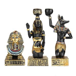 Objets décoratifs Figurines Résine Bougeoir Rétro Ancienne Déesse Égyptienne Sphinx Anubis Forme Chandelier Artisanat Maison Ornements 230710