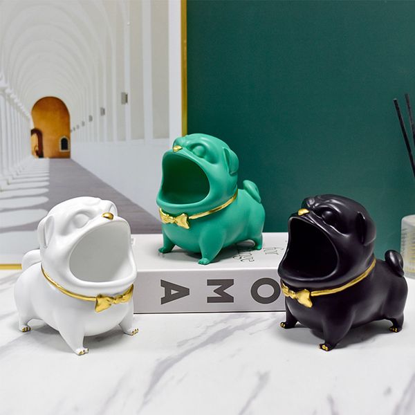 Objets décoratifs figurines résine porte d'entrée clé statue plateau Unique bouledogue mini artisanat petit objet plateau de rangement décor à la maison pendaison de crémaillère cadeau pour les amis 230627