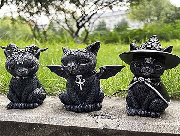 Objets décoratifs Figurines Résine Figure assistant Black Magic Cat Ornaments Table Art Original Cadeaux Migne MinIATURES MODERNE ROCK DE6895578