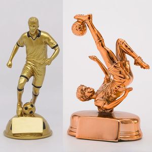 Objets décoratifs Figurines Résine Joueur de Football Trophée Statue Football Bureau à Domicile Décoration Fan Cadeau Souvenir Or Argent Bronze 231127