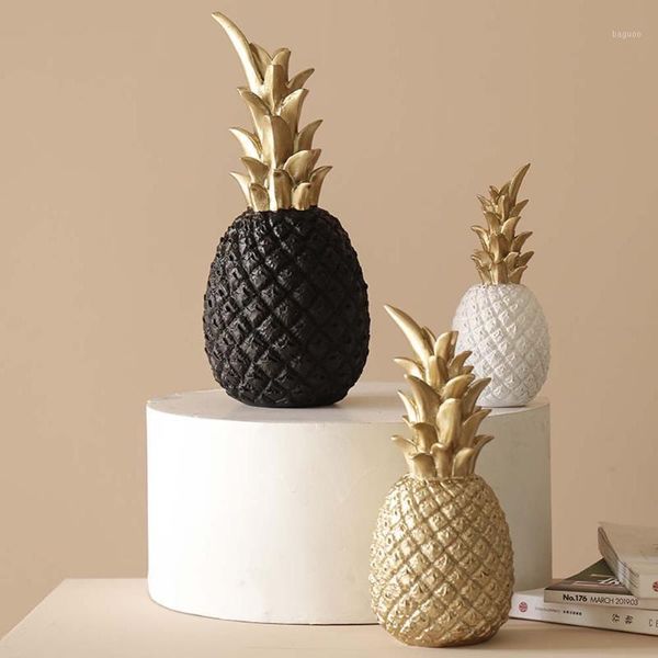 Objetos decorativos figurines resina oro piña figurilla sala de estar escritorio oficina hecho a mano nórdica fruta artesanía ornamento casa decoración a