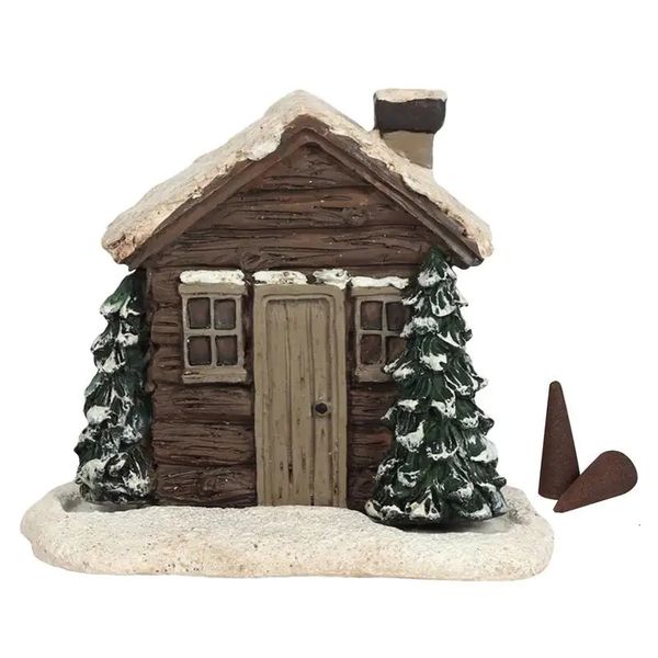 Objets décoratifs Figurines Résine Log Cabin Encens Rustique Cheminée De Noël Cabane Encens Cône Décoration De Table Pour Cadeaux De Fête De Noël 231117