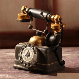 Objets décoratifs Figurines Modèle de téléphone résine Vintage Téléphone miniature rétro librairie Cafe décora Ornements POGRAPHIE BAR TE TE OTWYG