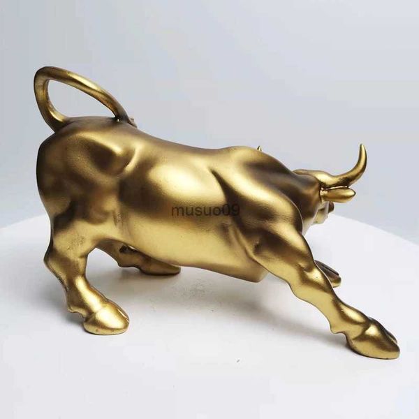 Objetos Decorativos Figuras Resina Wall Street Bull Estatuilla Ganado Buey Estatua Mercado Miam Bull Hogar Feng Shui Arte Oficial Escritorio Decoración Escultura L231111