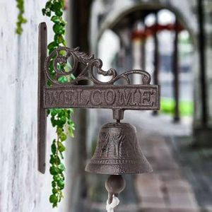 Dekorative Objekte Figuren Retro Outdoor Bell rustikaler Vintage Große Gusseisenwand montierte Metalltürglocke für Bauernhaus außerhalb dekorativer Akzentglocken 230803