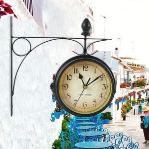 Objetos decorativos Figuras Reloj de pared retro Estilo europeo Relojes clásicos creativos de doble cara con kit de montaje Antiguo 230725