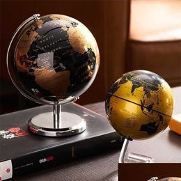 Objets décoratifs Figurines Rétro Globe du monde Carte d'apprentissage moderne Enfants Étude Décor de bureau Géographie Éducation Accessoires pour la maison 2 Dhpmy