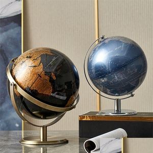 Objets décoratifs Figurines Rétro Globe du monde Décoration Carte terrestre Décoration d'intérieur moderne Géographie Éducation Bureau Accès au bureau Dh9Ma