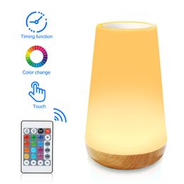 Decoratieve objecten Figurines RGB afstandsbediening Tafellamp voor slaapkamer 13 Kleuren Veranderende aanraak Nachtlamp draagbaar bed Skide S USB Oplaadbare nacht 221203