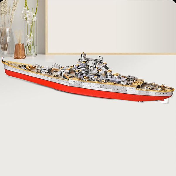 Figuras de objetos decorativos Richelieu Battleship, modelo de ensamblaje de Metal, juguete para adultos, rompecabezas 3D difícil DIYDecorativo