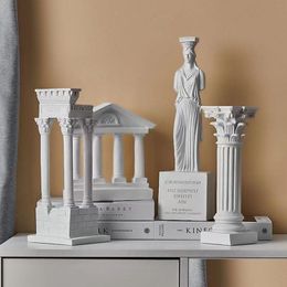 Objets décoratifs Figurines Roman Panthéon Dome Architecture Modèle Colonne Grec Temple Bâtiment Home Decoration Plasher Pillar Re DH80S