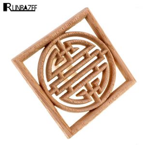 Objets décoratifs Figurines RUNBAZEF Accessoires de décoration pour la maison Meubles Appliques en bois Sculpture sur bois Autocollant d'angle Décor en bois Porte murale