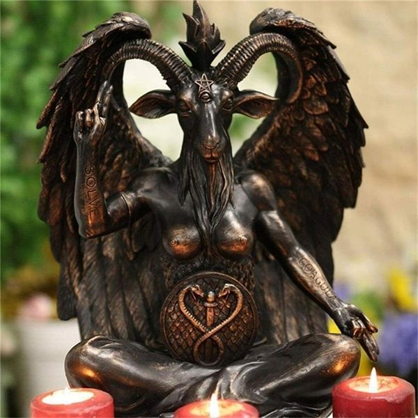 Objets décoratifs figurines satan chèvre baphomet statue suspendue couvercle plaque murale décor plaque résine artisanat ornements religieux sculpture 220902