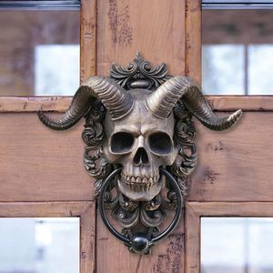 Decoratieve Objecten Beeldjes Satan Schedel Schapenkop Beeldje Deurklopper Ornamenten Hars Ambachten Standbeeld Decoratie Punk Muur Accessoires Decor 230724