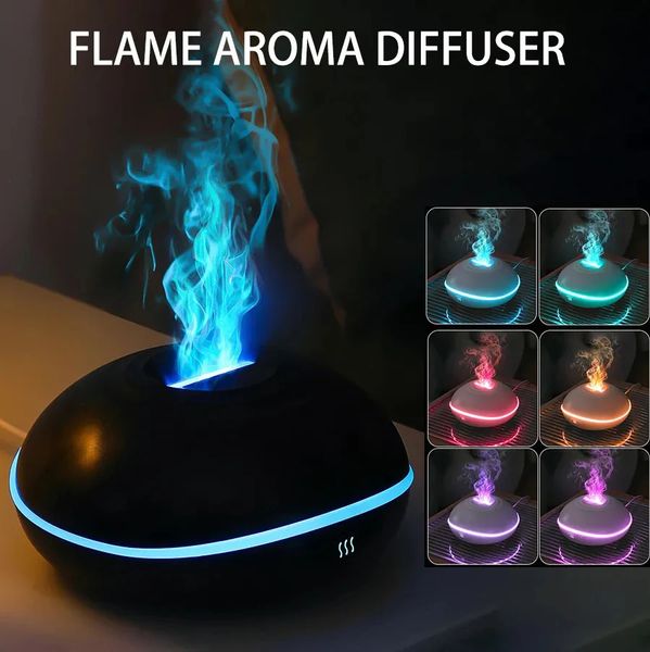 Objetos decorativos Figuras Difusor de aroma Aire 7 colores LED Aceite esencial Lámpara de llama Humidificador Generador de niebla ultrasónico Aroma 231124