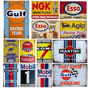 Objetos decorativos Figuras Shabby Chic Vintage Metal Carteles de chapa Gulf Esso Agip Man Cave Plate Motor Oil Garage Pegatinas de pared Gas Decor Plaque 230111