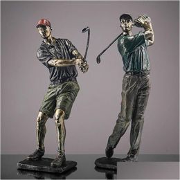 Objets décoratifs figurines simples sports de golf figure résine artisanat créatif salon à domicile décoration décoration décoration décor dhyvf