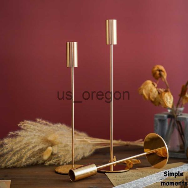 Objets décoratifs Figurines Simple Moments 3 PCSet Retro Golden Candle Holders Wedding Party Vintage Metal Candlestick Christmas Candle Holders Home Decor