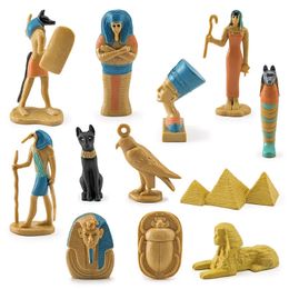 Decoratieve objecten beeldjes gesimuleerd 12-delig set oude Egypte Sfinx piramide mummie koningin Isis mini-model figuur woondecoratie 230928