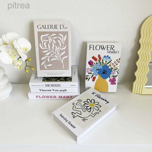 Objets décoratifs Figurines Simulation Livre art Flower Anglais Livre décoratif Modèle Décoration Home Room Bibliothèque Books Books Shooting Props Gifts D240424