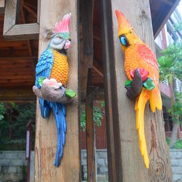 Decoratieve objecten Beeldjes Simulatie Scarlet Macaw Model Wandmontage Boom Opknoping Hars Standbeeld Craft DIY Tuin Outdoor Home Decoration 230804