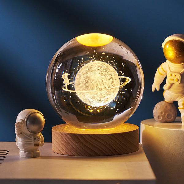 Objetos decorativos Figuras Sistema solar Globo Galaxy K9 Bola de cristal 3D Grabado con láser Astronomía Planetas Decoración del hogar Modelo cósmico Regalo de cumpleaños 230411