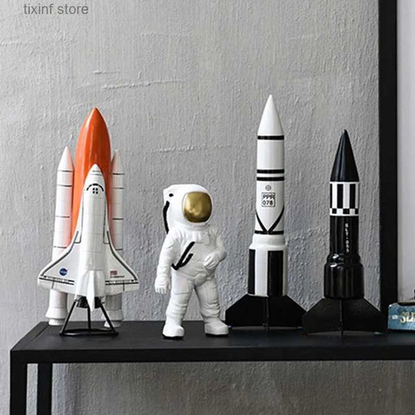 Objets décoratifs Figurines Space Astronaut Rocket Décorations pour la maison Salon Chambre Bibliothèque Intérieur Moderne Simple Art Miniatures Accessoires Sculpture T