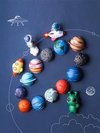 Decoratieve objecten Figurines Space Planet Astronaut Koelkast Sticker Solar System Decoratie ruimteschip voor berichtmemo Fixed 230511