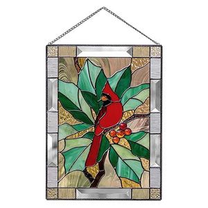 Objets décoratifs Figurines vitrail panneau tentures oiseau motif acrylique pendentif avec chaîne artisanal mur décor à la maison