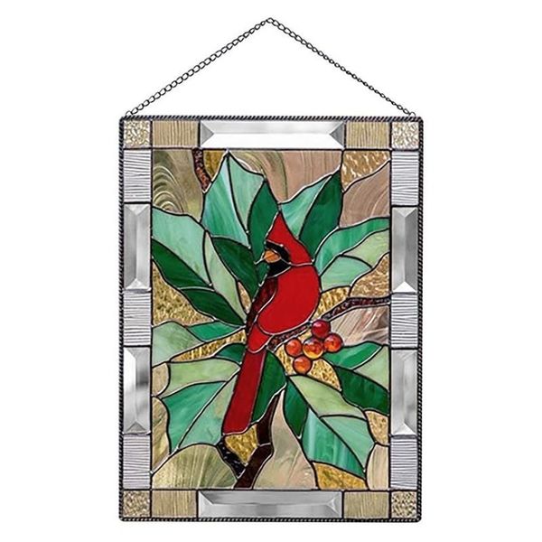 Objets décoratifs Figurines Vitrail Panneau De Fenêtre Tentures Motif D'oiseau Acrylique Pendentif Avec Chaîne Fabriqué À La Main Mur Maison D2942