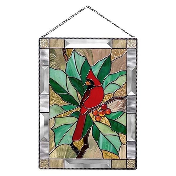 Objets décoratifs Figurines Vitrail Panneau de fenêtre Tentures Motif d'oiseau Pendentif en acrylique avec chaîne Fabriqué à la main Mur Maison D280O