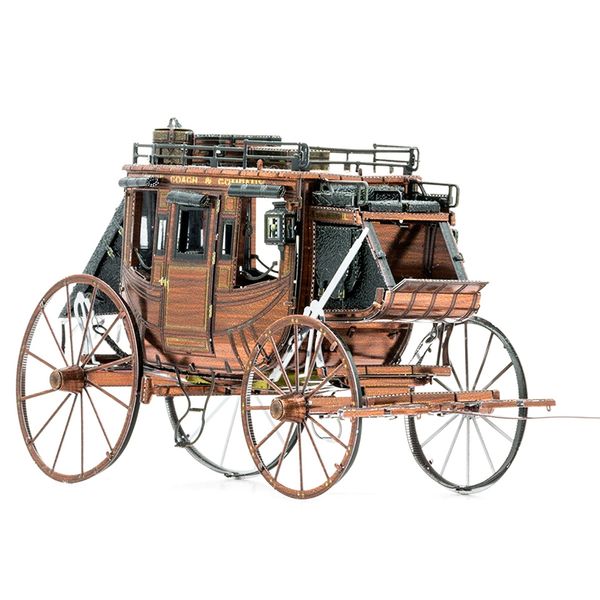 Objets décoratifs Figurines en acier inoxydable bricolage modèle d'assemblage tridimensionnel 3D Wilderness Red Dead Western chariot armes et modèles de train de voiture 230307