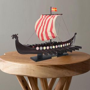 Objets décoratifs Figurines Sunchamo Antique Dragon Boat Voilier Modèle Home Decor Artisanat Décoration Nordic Viking Battleship Accessor