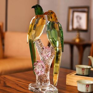 Objets décoratifs Figurines de qualité supérieure faites à la main en cristal colibri animal ornement en verre pour la maison, le bureau, la table, cadeau de mariage de Noël